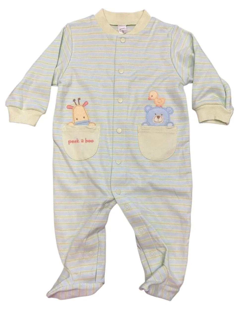 VTG 2005 Carter’s Easy Entry Footsie Sleeper 6M NWT Peek A Boo Animals Baby Boy